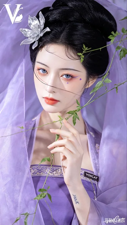 东方幻想清冷紫调花神写真特写