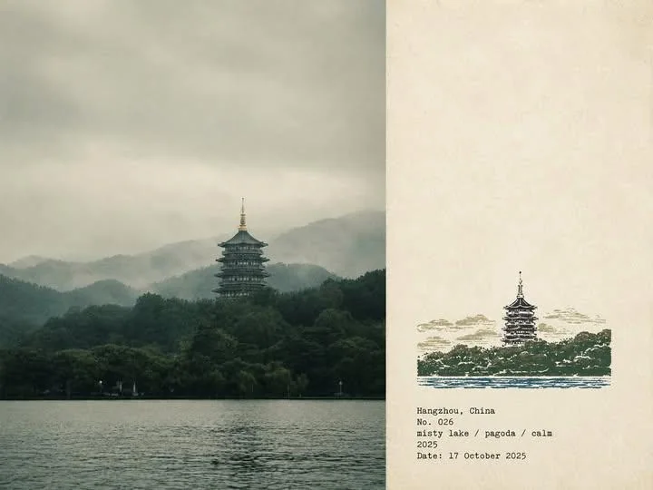 橡皮印章风格旅行手记海报