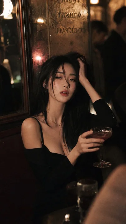 昏暗酒吧氛围感韩国偶像人像