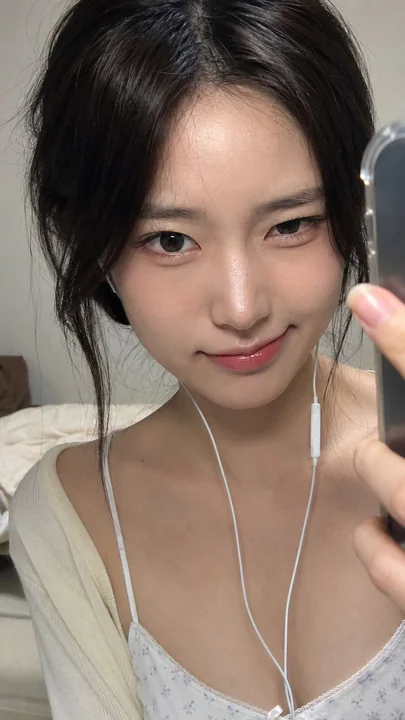 韩系卧室女友自拍快照