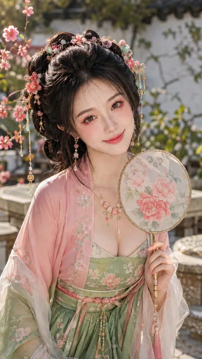 古风茜粉豆蔻绿娇艳贵女美妆写真