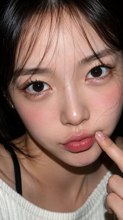 韩系女生美妆微距硬闪特写