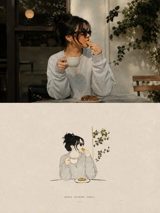 怀旧编辑风格照片转素描艺术书页