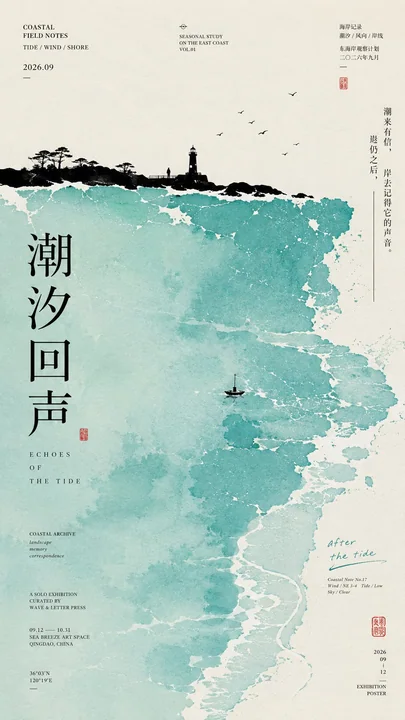 中式极简色域山水艺术海报