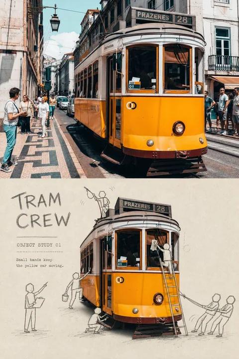 旅行照片与涂鸦转绘高级设计海报