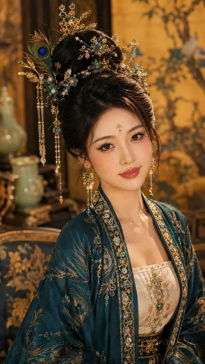 孔雀黛金华彩古风贵女美妆人像