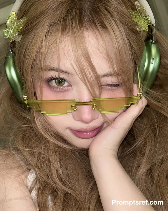 Y2K赛博精灵风少女手机近距离自拍