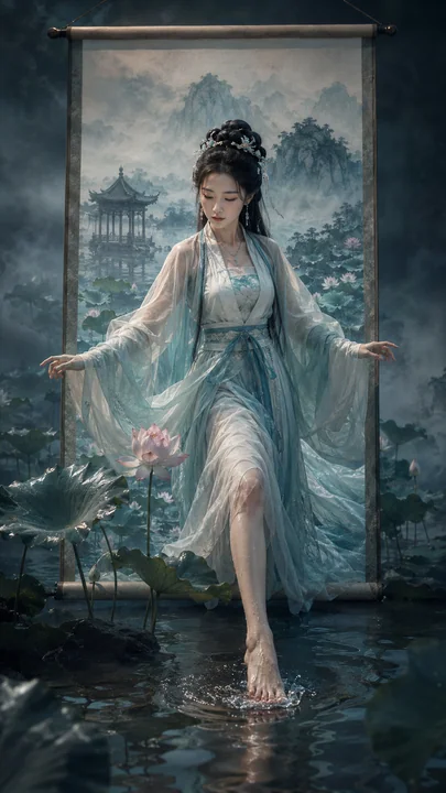 莲水神女踏墨而来：出画入世之境