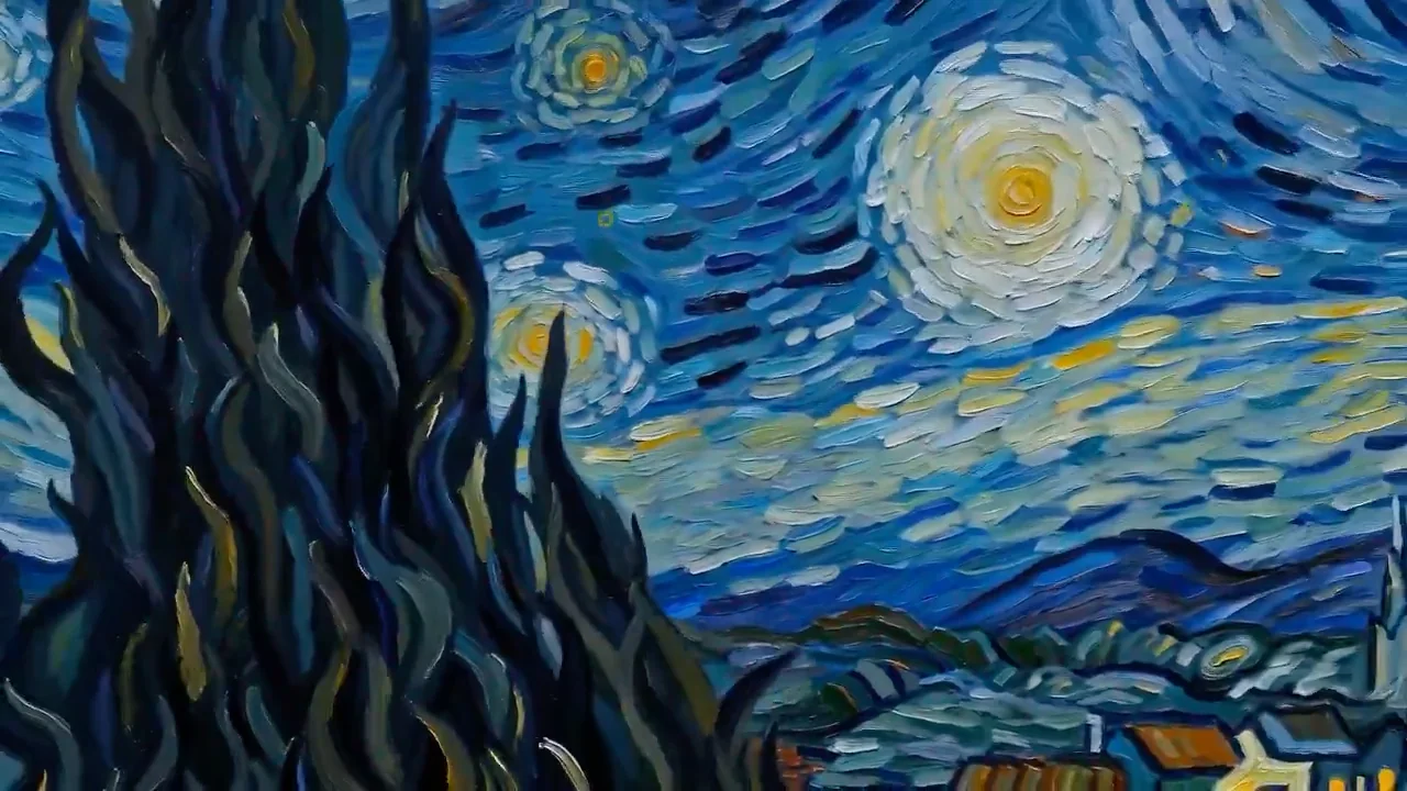 Peinture dynamique de Van Gogh La Nuit étoilée