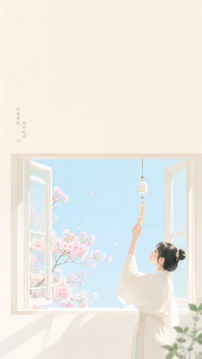 东方禅意极简女性风铃海报