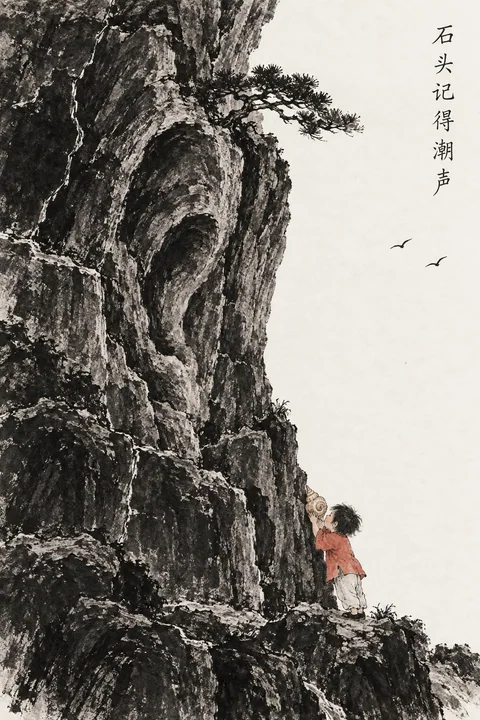 焦墨山水：石头记得潮声的温柔寄语