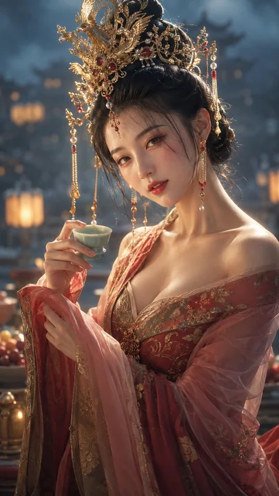 盛唐霓裳微醺宫宴贵妃肖像