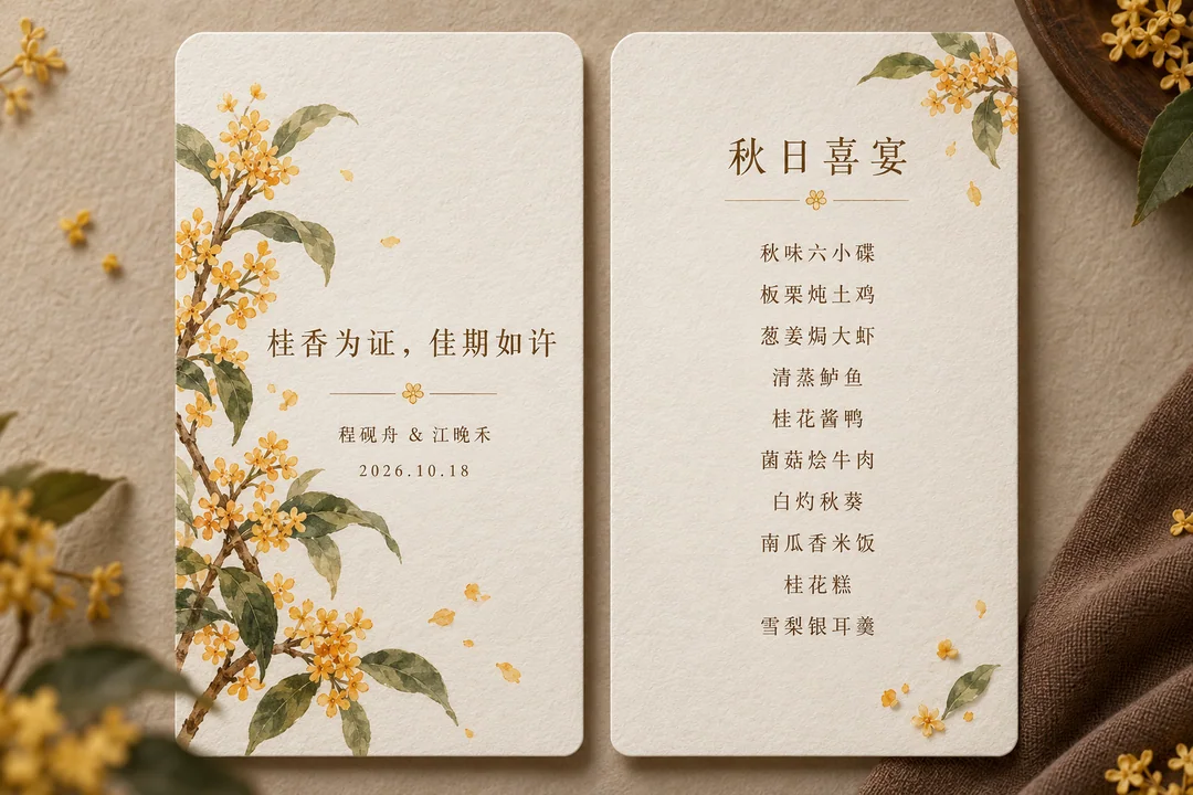 桂花金秋主题中式婚礼菜单设计