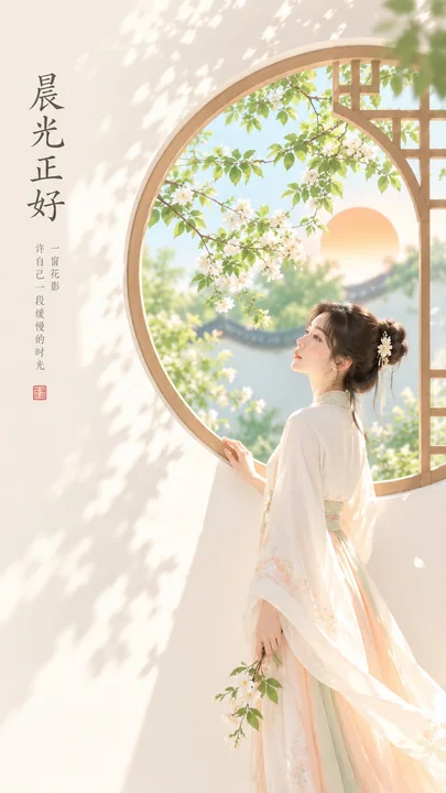 东方禅意极简女性审美清晨封面