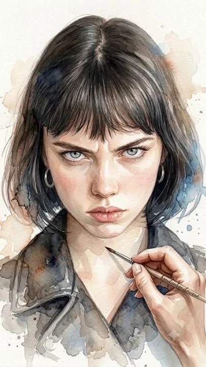 表现力写意水彩人像插画