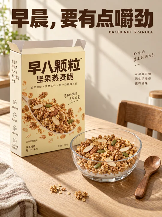晨光厨房坚果燕麦脆品牌海报设计