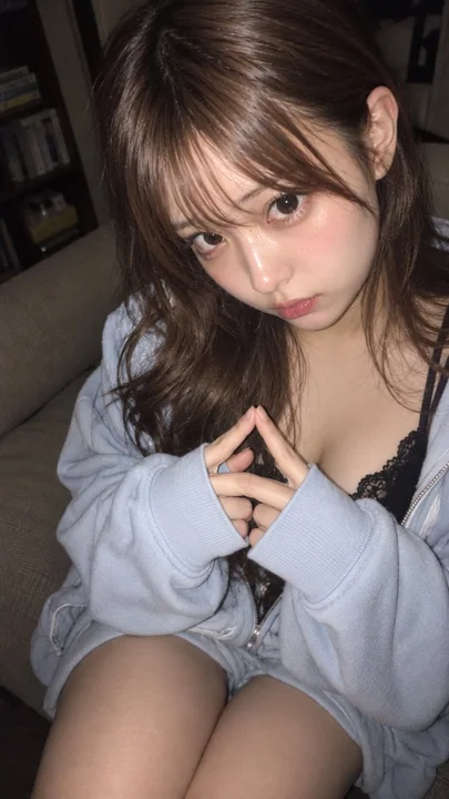 狸猫脸日系少女室内直闪抓拍