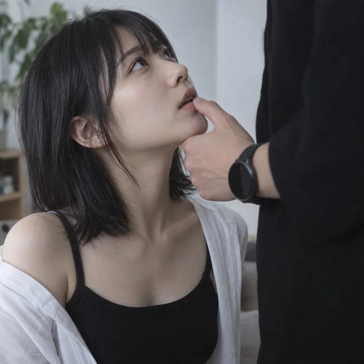 室内极近距离抬头仰望女性抓拍