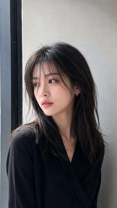 窗边自然光写实东亚女性人像