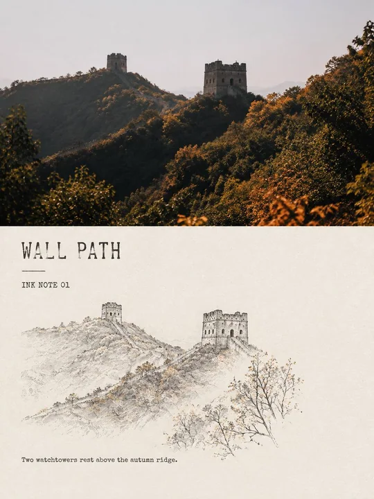 极简墨线风景小笺对比海报