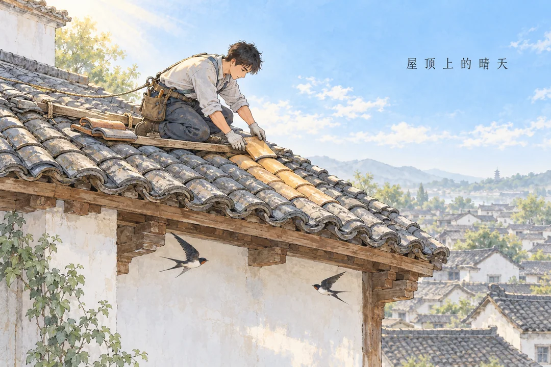屋顶上的晴天：治愈系淡彩建筑速写