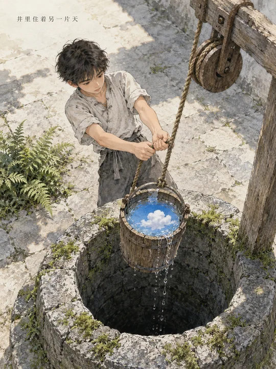 井中藏匿的蔚蓝:少年的奇趣水彩画