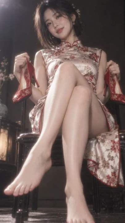 黑柔滤镜旗袍女子CCD人像摄影