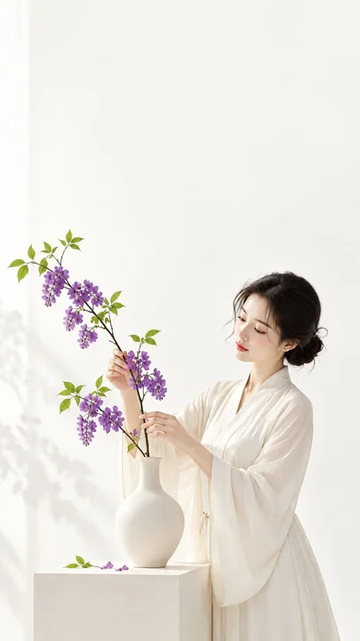 东方禅意极简女性高对比海报