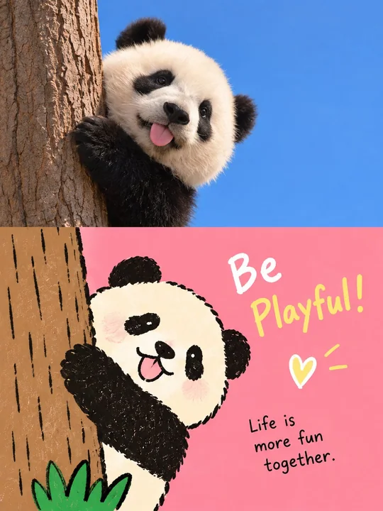 摄影与韩式插画拼接海报