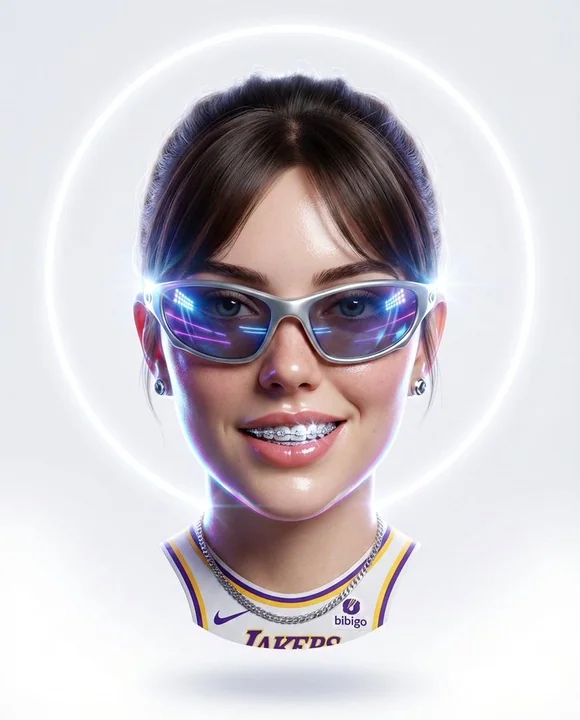 Avatar 3D flottant hyperstylisé futuriste des Lakers de Los Angeles