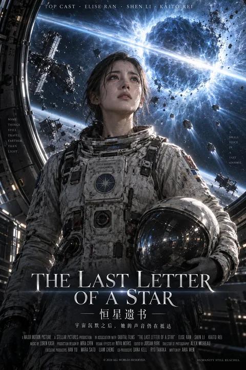 恒星遗书:蓝星坍缩下的史诗级科幻海报