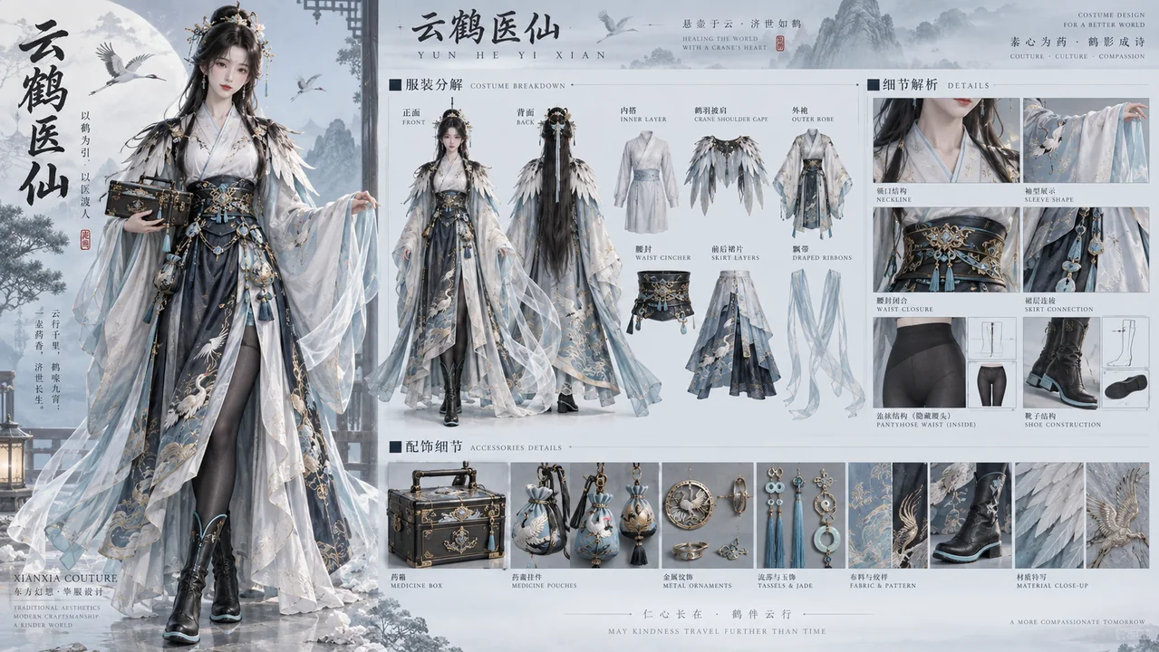 云鹤医仙:仙侠高定服饰全方位设定海报