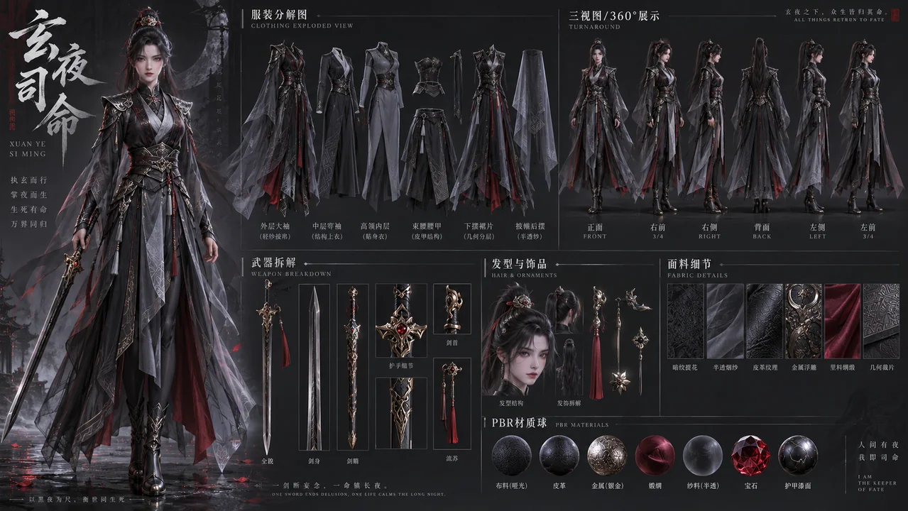 玄夜司命暗黑仙侠游戏角色设计图