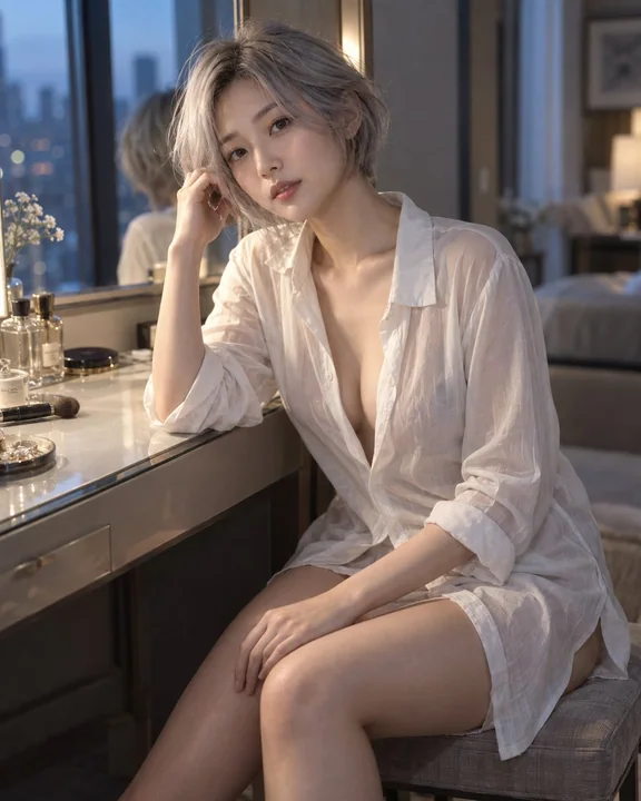 银发东亚女性高端日系时尚写真