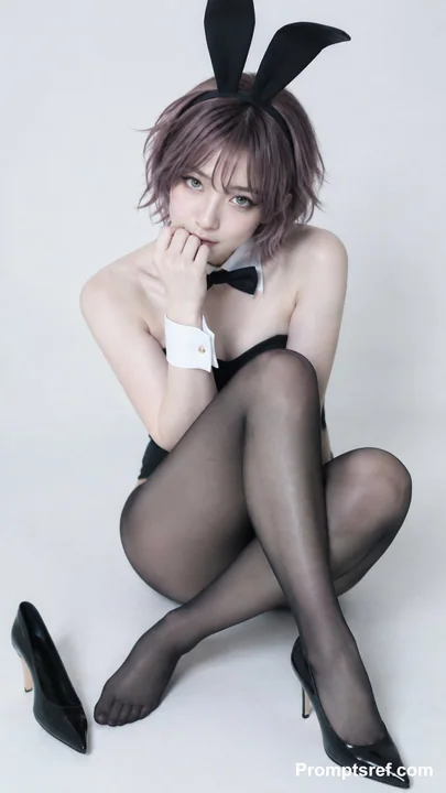 复古数码白棚兔女郎写真人像