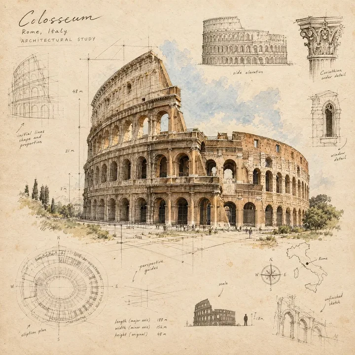 大师级旅行手稿建筑草图插画