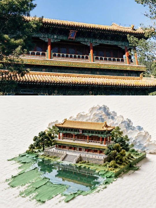 建筑摄影转微缩模型对比图