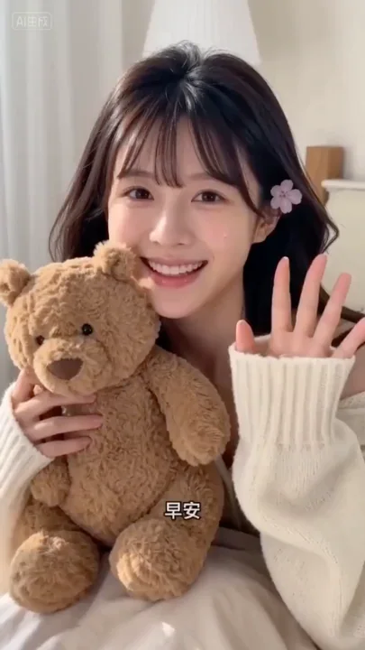 のんびりとした朝の光の中の甘い少女