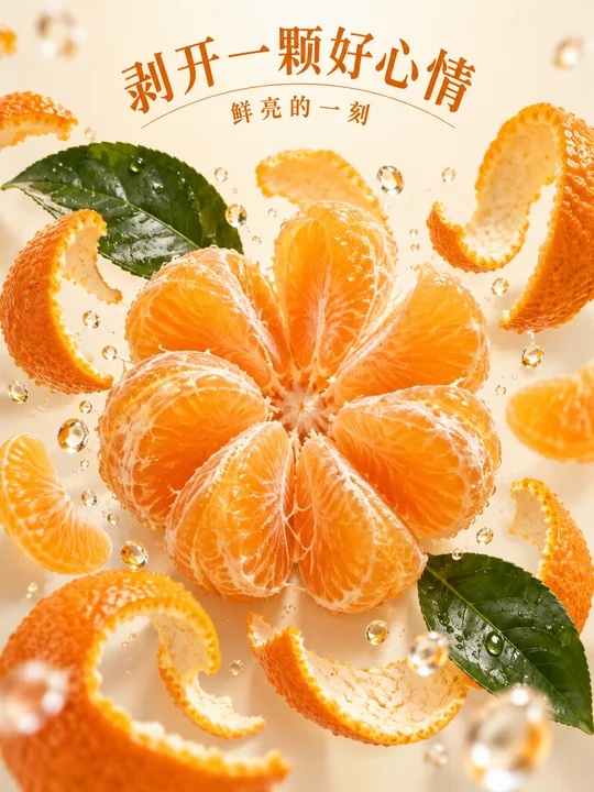 剥开好心情橘味创意海报