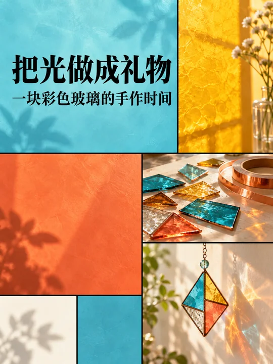 治愈系彩色玻璃手作工坊海报