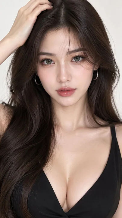 华丽优雅女性极简影棚特写人像