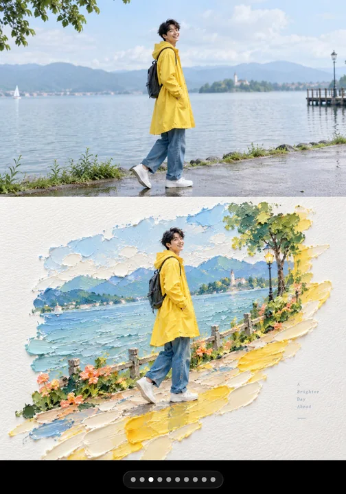 竖版双拼原图转三维厚涂微景观插画