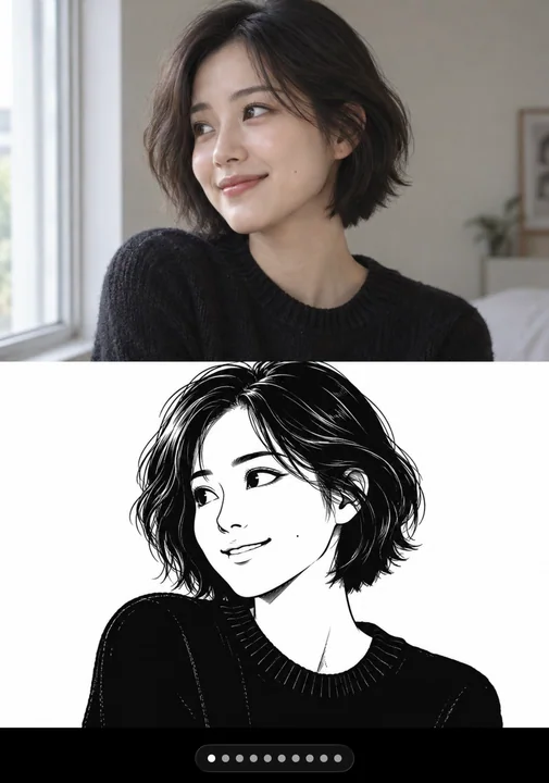 真实照片转七十年代黑白动画墨线画