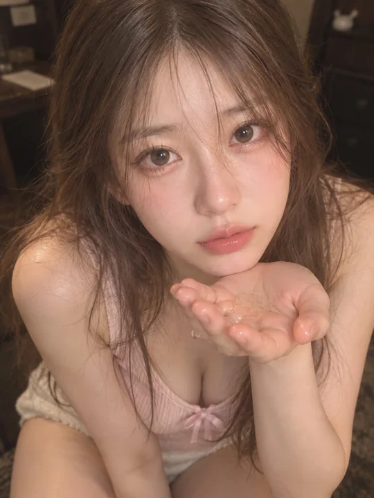 极近距离俯拍捧水滴的年轻女性肖像