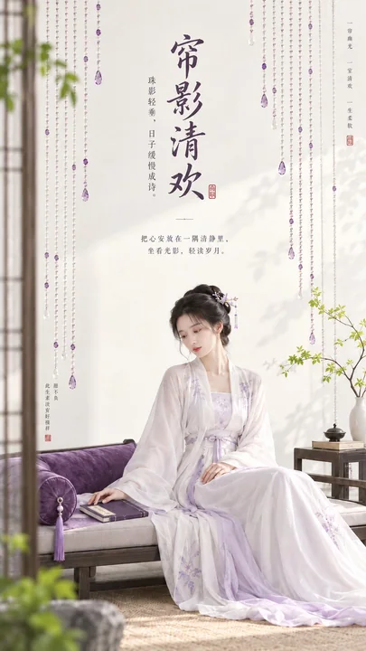 东方禅意极简女性精致封面海报