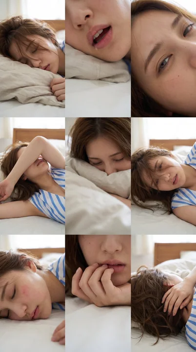 清晨闺房搞怪睡姿意外抓拍特写