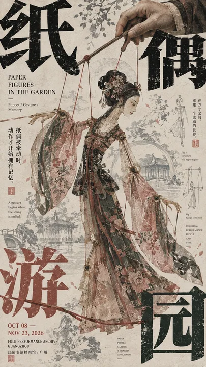 东亚文化展览海报压角构图设计