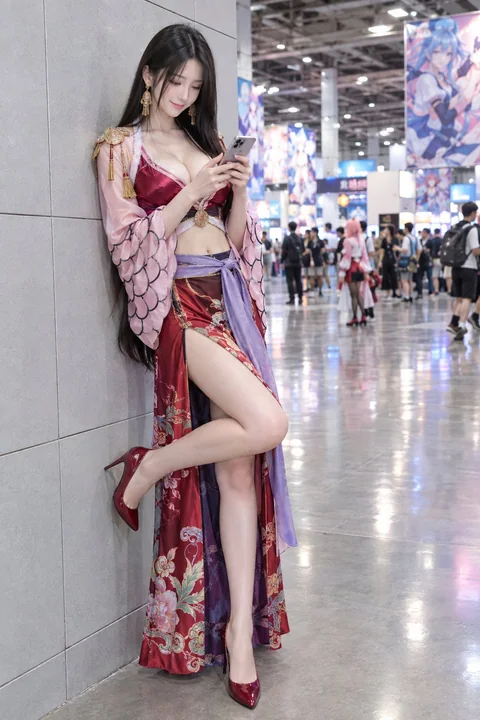 漫展红裙中国风少女全身人像摄影