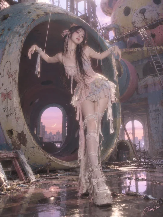 废土童话粉色废墟人偶少女末世浪漫