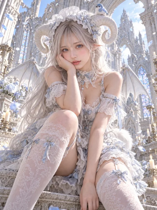 哥特大教堂玛琳羊魔女仆超写实人像